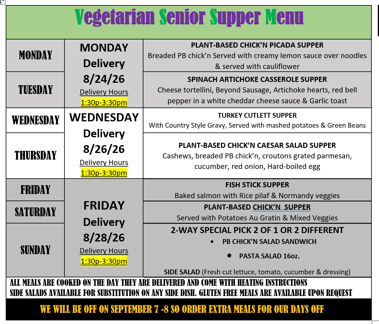 VEG MENU Screenshot 8.24.26